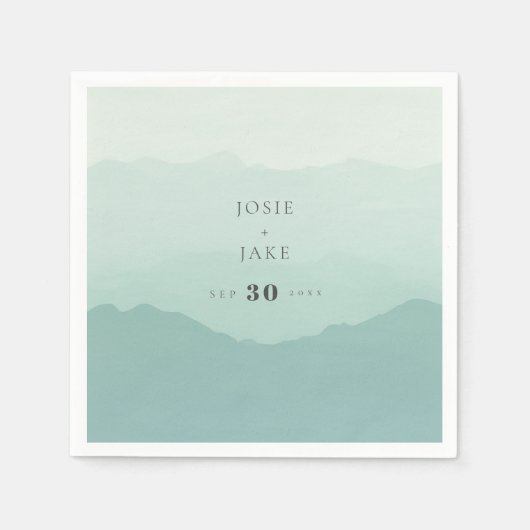 Zachte groene bergen bruiloft servet (Voorkant)