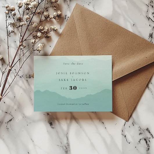 Zachte groene bergen redden de datum save the date