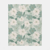 Zachte Groene Bloem Crème Bloemmotief Fleece Deken (Voorkant)