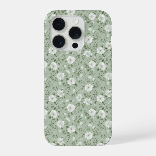 Zachte Groene Bloem Crème Bloemmotief iPhone Hoesje (Achterkant)
