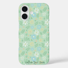 Zachte Groene Bloemen met Wit Blauw Gele Bloemen iPhone 16 Hoesje