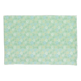 Zachte Groene Bloemen met Wit Blauw Gele Bloemen Kussensloop