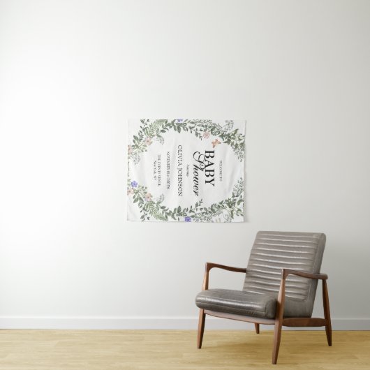 Zachte Groene Boho Bloem Neutrale Baby Shower Wandkleed (In Situ (horizontaal))