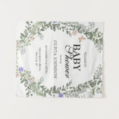 Zachte Groene Boho Bloemengender Neutrale Baby Sho Wandkleed (Voorkant (horizontaal))