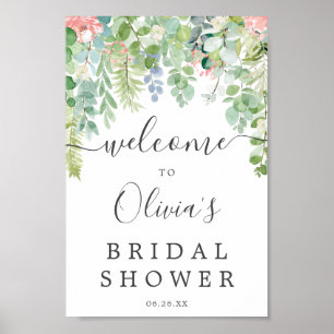 Zachte Groene Bruiloft Bruidsshower Welkomstbord Poster
