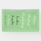  Zachte Groene Chic WitteZwarte Script Trouw Welko Spandoek (Horizontaal)