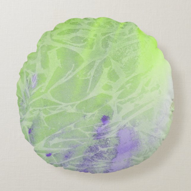 Zachte groene en lavendel harmonie rond kussen (Voorkant)