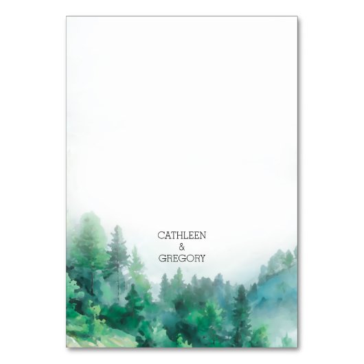 Zachte groene en witte etherische bosbruiloft kaart (Achterkant)