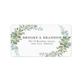 Zachte Groene Eucalyptus Aquarel Rustieke Bruiloft Etiket (Voorkant)
