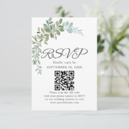 Zachte Groene Eucalyptus Aquarel Rustieke Huwelijk RSVP Kaartje
