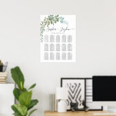 Zachte Groene Eucalyptus Waterverf Rustieke Bruilo Poster (Thuiskantoor)