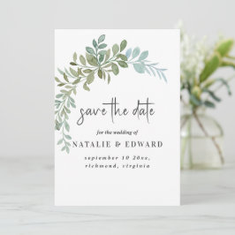 Zachte Groene Eucalyptus Waterverf Rustieke Huweli Save The Date