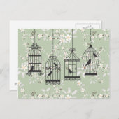 Zachte groene flora met vogelkooien briefkaart (Voorkant / Achterkant)
