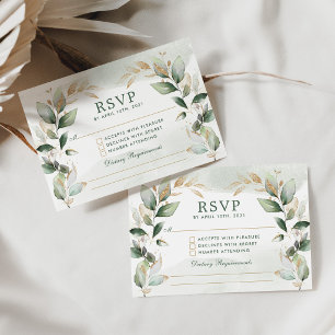 Zachte Groene Goud Quinceanera RSVP Informatiekaartje