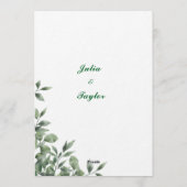 Zachte Groene Minimalistische Uitnodiging (Achterkant)