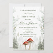 Zachte groene paddenstoel thema Baby shower uitnod Kaart (Voorkant)