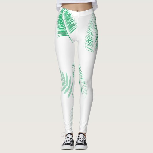 Zachte groene palmbladeren leggings (Voorkant)