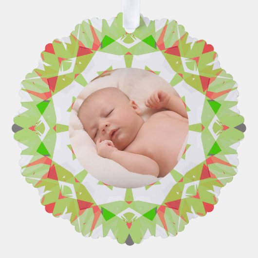 Zachte  Groene Pastels Aangepaste Kerstfoto Ornament Kaart (Achterkant)