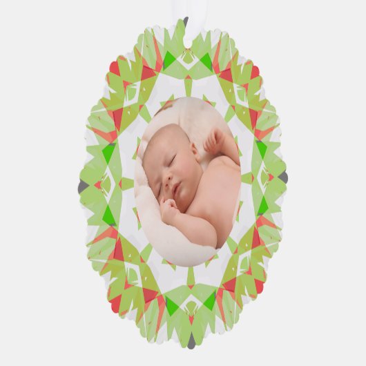 Zachte  Groene Pastels Aangepaste Kerstfoto Ornament Kaart (Rechts)