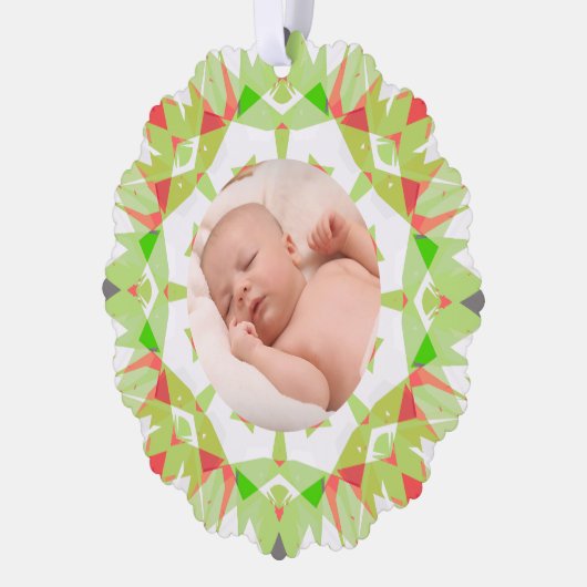 Zachte  Groene Pastels Aangepaste Kerstfoto Ornament Kaart (Links)