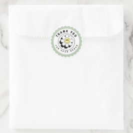 Zachte groene retro Happy Flower Business Circle Ronde Sticker