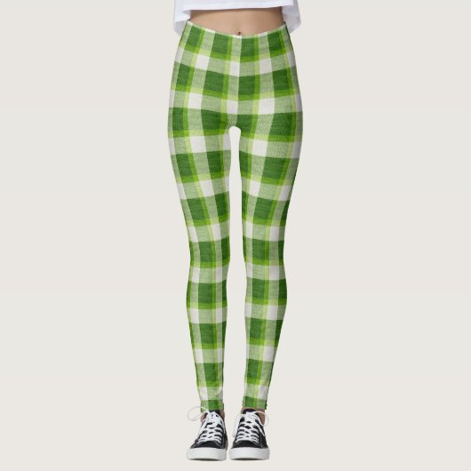 Zachte groene Tartan Pset Leggings (Voorkant)
