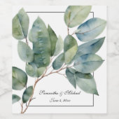 Zachte groene teals botanische elegante kalligrafi wijn etiket (Enkel label)