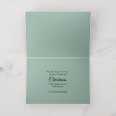 Zachte groene tinten kerstkaars folie feestdagenkaart (Binnenlaag)