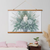 Zachte groene tinten kerstkaars hangend wandkleed (Slaapkamer)