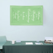 Zachte groene trouw witte script welkom achtergro Spandoek (Beurs)