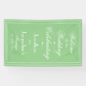 Zachte groene trouw witte script welkom achtergro Spandoek (Horizontaal)