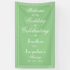 Zachte groene trouw witte script welkom achtergro Spandoek