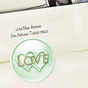 Zachte Groene Trouwring Met Twee Verstrengelde Har Ronde Sticker