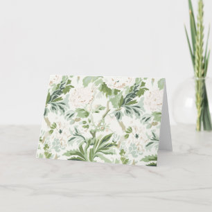 Zachte groene tuin bloemmotief met witte bloesems kaart