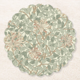 Zachte Groene Vintage William Morris Kamperfoelie Kartonnen Onderzetters