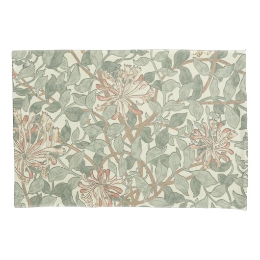 Zachte Groene Vintage William Morris Kamperfoelie Kussensloop (Voorkant)