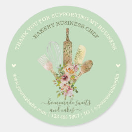Zachte Groene Voedsel Winkel Catering Bakkerij Che Ronde Sticker