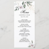 Zachte Groene Waterverf Blad & Bloem | Goud Menu (Voorkant)