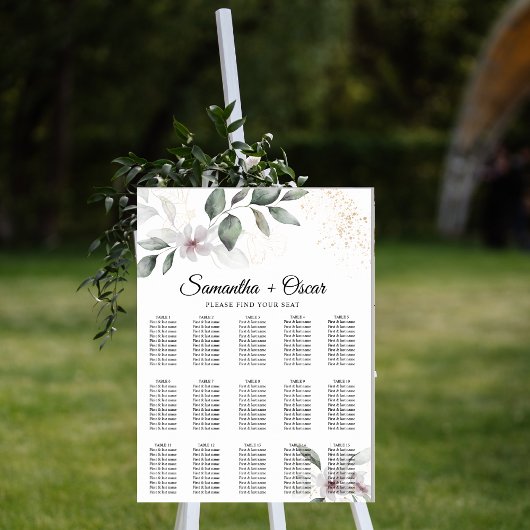 Zachte Groene Waterverf Blad & Bloem | Goud Poster