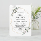 Zachte groene waterverf blad frame & bloem kaart (Staand voorkant)