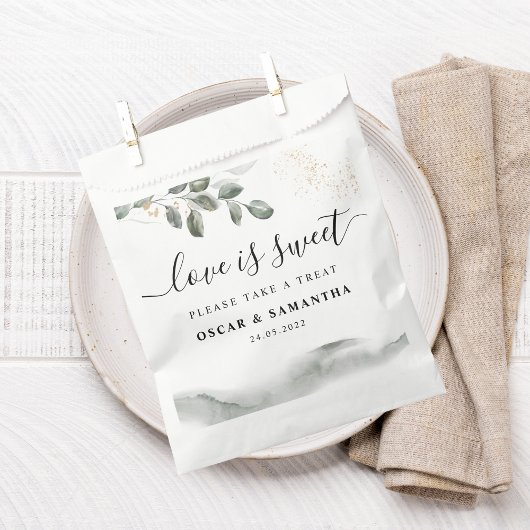 Zachte Groene Waterverf Blad | Goudstof Bedankzakje