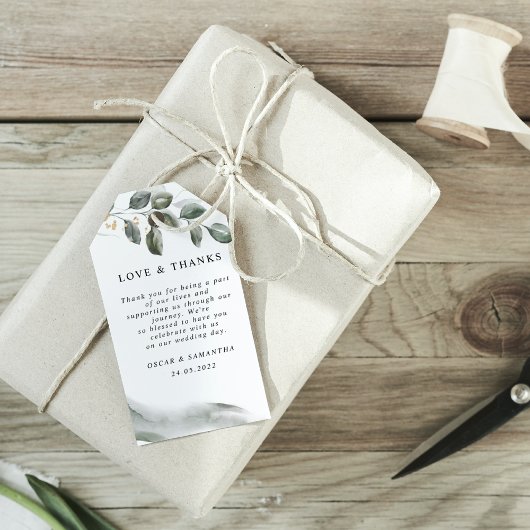 Zachte Groene Waterverf Blad | Goudstof Cadeaulabel