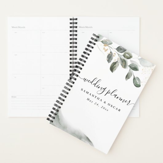 Zachte Groene Waterverf Blad | Goudstof Planner (Display)