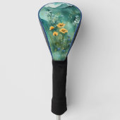 Zachte groene waterverf landschap wilde bloemen golfheadcover (Voorkant)