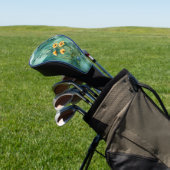 Zachte groene waterverf landschap wilde bloemen golfheadcover (Insitu)