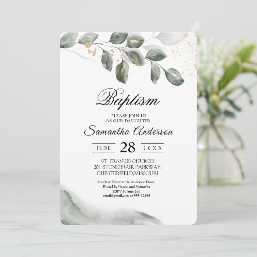  Zachte Groene Waterverfblad | Goudstof | Kaart (Staand voorkant)