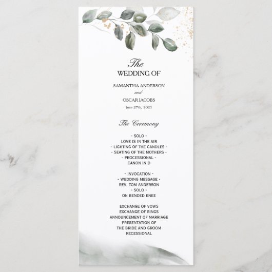 Zachte Groene Waterverfblad | Goudstof Menu (Voorkant)