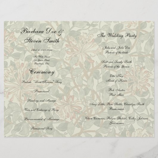 Zachte Groene  William Morris Honeysuckle (Achterkant)