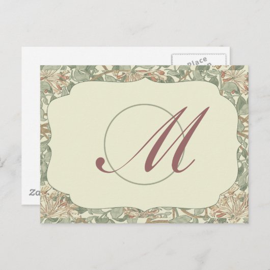 Zachte Groene William Morris Honeysuckle Briefkaart (Voorkant / Achterkant)