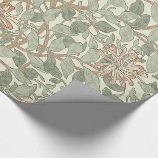 Zachte Groene  William Morris Honeysuckle Cadeaupapier (Hoek)